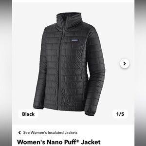 Patagonia women’s nanopuff jacket - black size small
